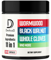 DEDICAD Wormwood supplement bottle showing 120 veggie pills for daily use