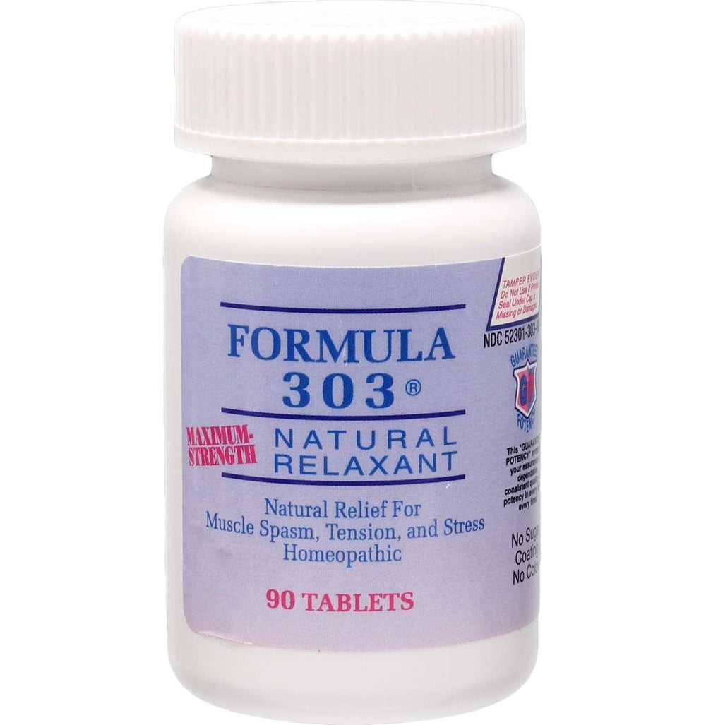 Dee Cee Laboratories Formula 303 tablets front view with natural relaxation potential