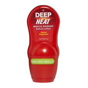 Deep Heat muscle roll-on bottle front view for on-the-go relief.
