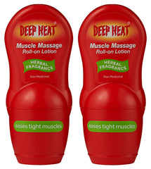 Deep Heat roll-on lotion 50ml for targeted warmth during muscle relief.