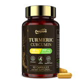 Deepure Turmeric Curcumin bottle pour demonstrates enhanced absorption for daily joint support
