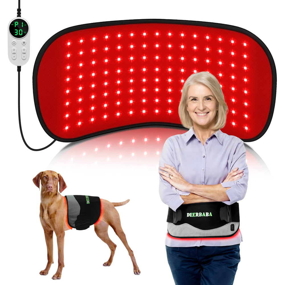 Deerbaba red light therapy pad positioned on the back for at-home use and comfort