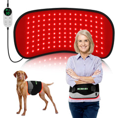Deerbaba red light therapy pad positioned on the back for at-home use and comfort
