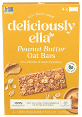 Deliciously Ella Peanut Butter Oat Bar packaging front for on-the-go snacking.