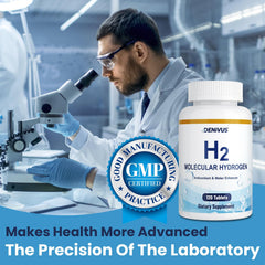Denivus hydrogen tablet dissolving in a glass for quick daily hydration and energy.