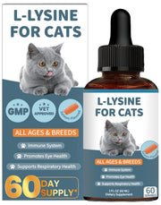 Derggzey L-Lysine for cats in a salmon bottle pour supports easy daily dosing.