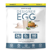 Designer Wellness Designer Egg vanilla bottle shows clean, high-protein nutrition for active mornings.