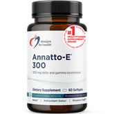 Designs for Health Annatto-E 300mg bottle front with tocotrienol-rich blend for heart and eye support