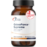 Designs for Health OsteoForce Supreme bottle-front promotes bone-supporting nutrition for daily wellness.