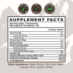 Serving shot of Detox Organics Shilajit Gummies for everyday wellness.
