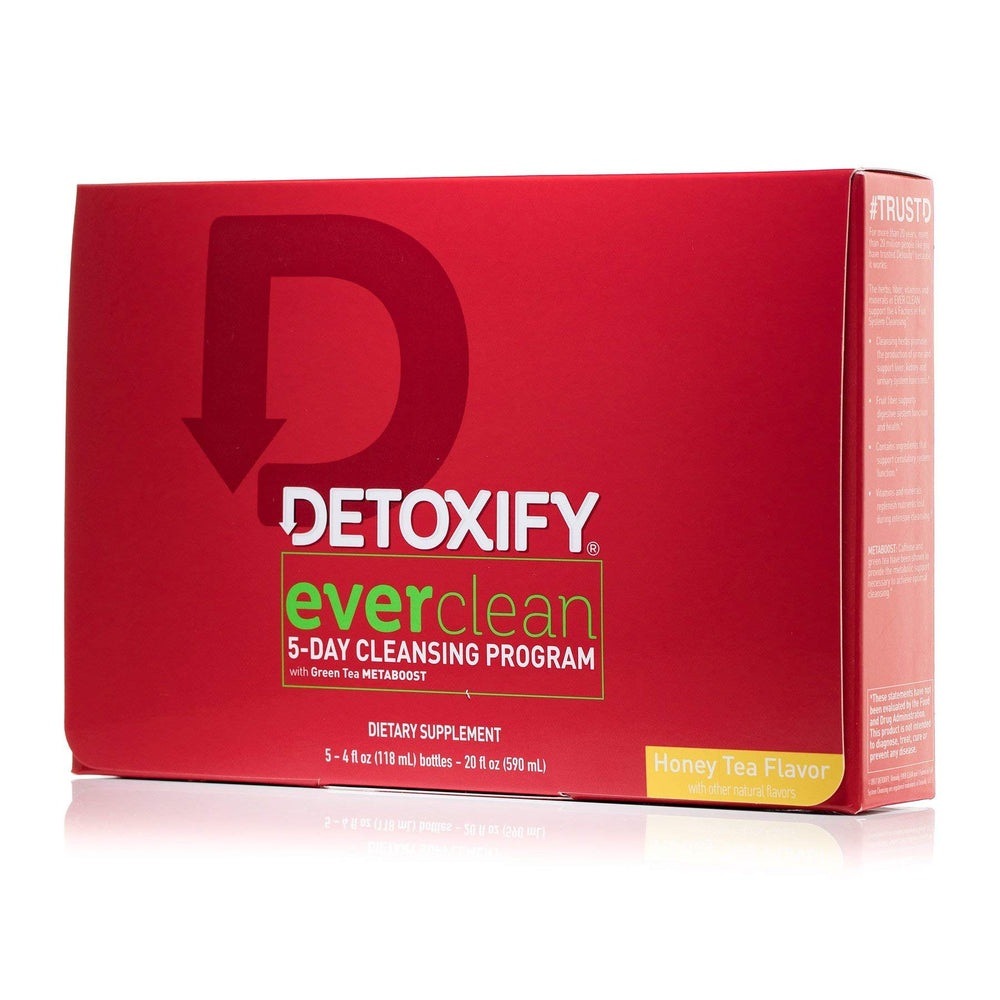 Detoxify Ever Clean Honey Tea bottles arranged for a simple 5-day routine
