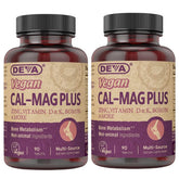 DEVA Calcium Magnesium Plus bottle closeup highlighting vegan bone-support formula