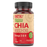 DEVA Chia Seed Oil bottle—vegan, cold-pressed omega-3 source.