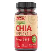 DEVA Chia Seed Oil bottle—vegan, cold-pressed omega-3 source.