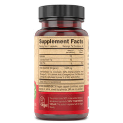 DEVA Chia Seed Oil label close-up—organic, unrefined extraction for clean nutrition.
