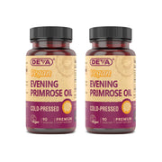 DEVA Evening Primrose Oil capsules offer vegan omega-6 support for daily wellness.