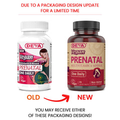 DEVA Prenatal Multivitamin box packaging showing vegan prenatal option for daily use