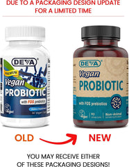 Close-up of DEVA probiotic capsules for daily wellness.