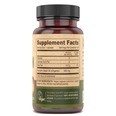 Close-up of DEVA label highlights purity and unrefined quality for vegan oil.