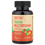 DEVA Tiny Tablets bottle close-up for daily vegan multivitamin use