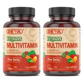 DEVA vegan multivitamin 2-pack bottle-front supports daily nutrition.