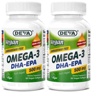 DEVA Vegan Omega-3 bottle-front highlights plant-based DHA-EPA for daily wellness