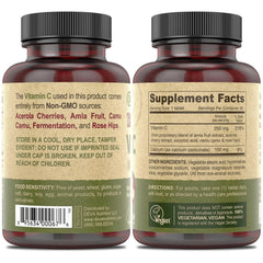 Close up of DEVA Vitamin C tablets ready for daily use.