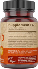 Close-up of DEVA Vitamin D2 tablets showing size and dosage.