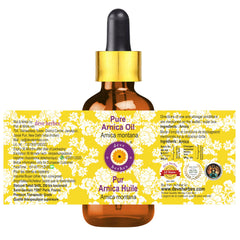 Close-up of Deve Herbes Arnica Oil label showing natural ingredients