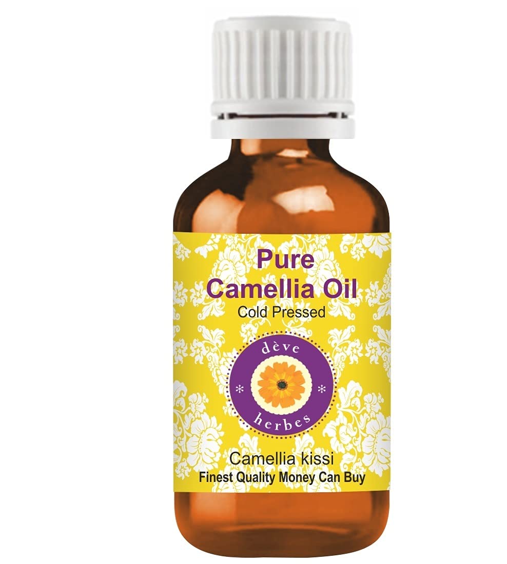 Deve Herbes Camellia Oil bottle in amber glass for skin care