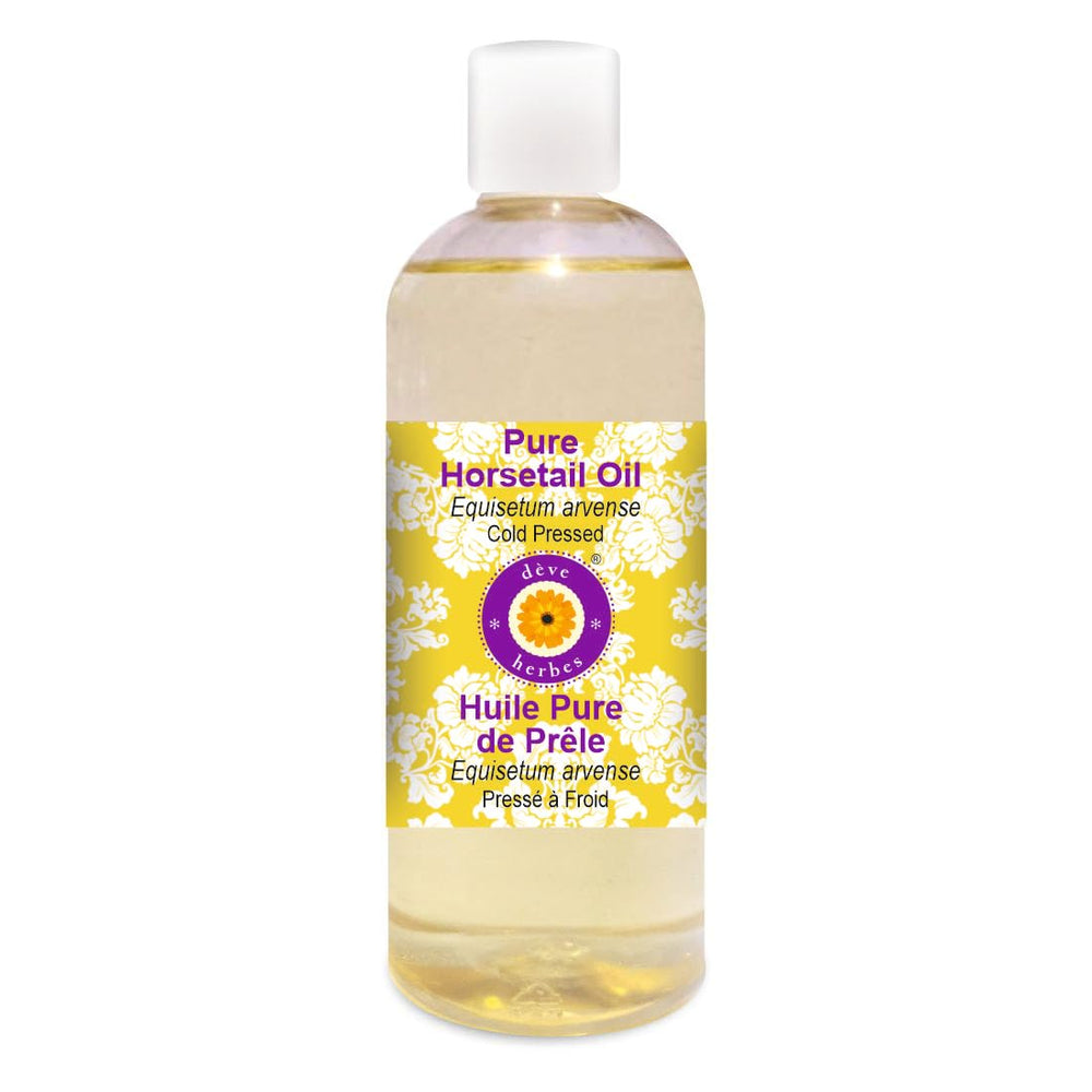 Deve Herbes Horsetail Oil bottle front, pure carrier oil for skin and hair nourishment.