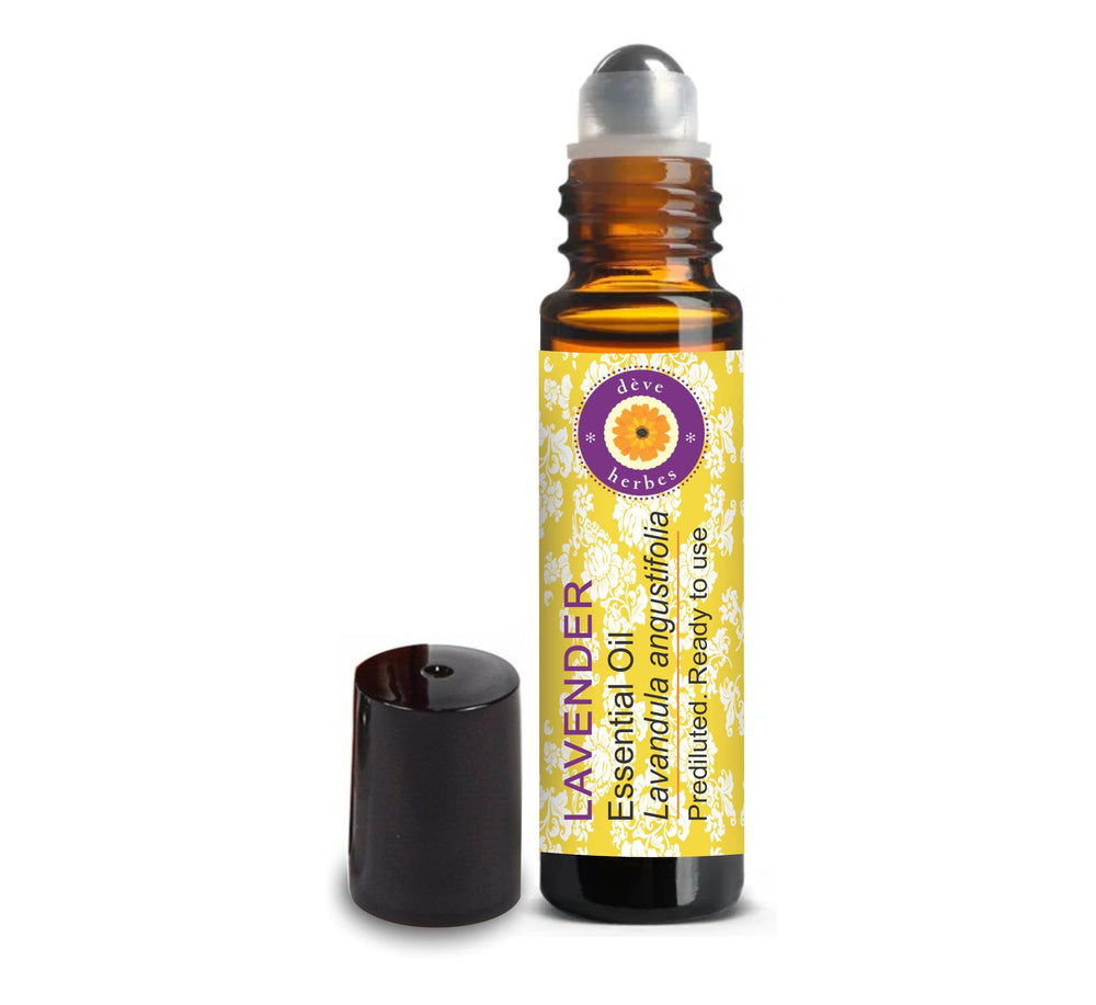 Deve Herbes Lavender roll-on bottle front, compact aromatherapy companion for daily calm
