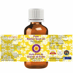 Deve Herbes Radish Seed Oil bottle closeup showing purity and light aroma.