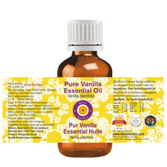 Dève Herbes Vanilla essential oil label close-up showing purity and quality.