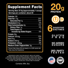 Devotion Nutrition Angel Food Cake shake poured into a glass with creamy texture.