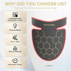 Devowellte 660nm red and 850nm near-infrared therapy light for easy home sessions.