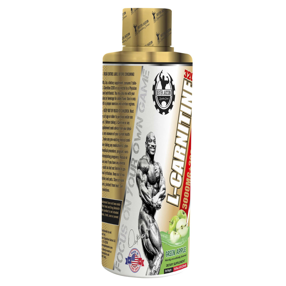 Dexter Jackson Gold Series L-Carnitine 3200 bottle front view for workouts