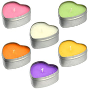 Deybby scented soy tea light in heart tin creates a romantic centerpiece.
