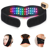 DGQY cordless red light belt applied to neck and chin for gentle contouring.