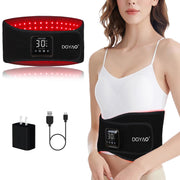 Dialudon cordless red light therapy belt in use with battery attached for at-home relief
