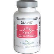 DiaVis retinal bottle close-up highlighting targeted retinal support for healthy microvasculature.