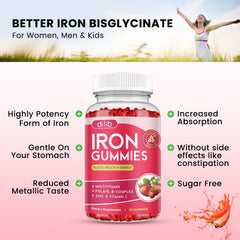 Dilib Iron Gummies gummies on a white surface for quick, tasty dosing.