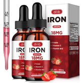 Dilib liquid iron strawberry bottle highlights a convenient daily iron support with a pleasant flavor.