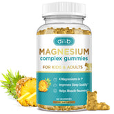 Dilib Magnesium Complex Gummies bottle showing pineapple flavor for kids' daily calm