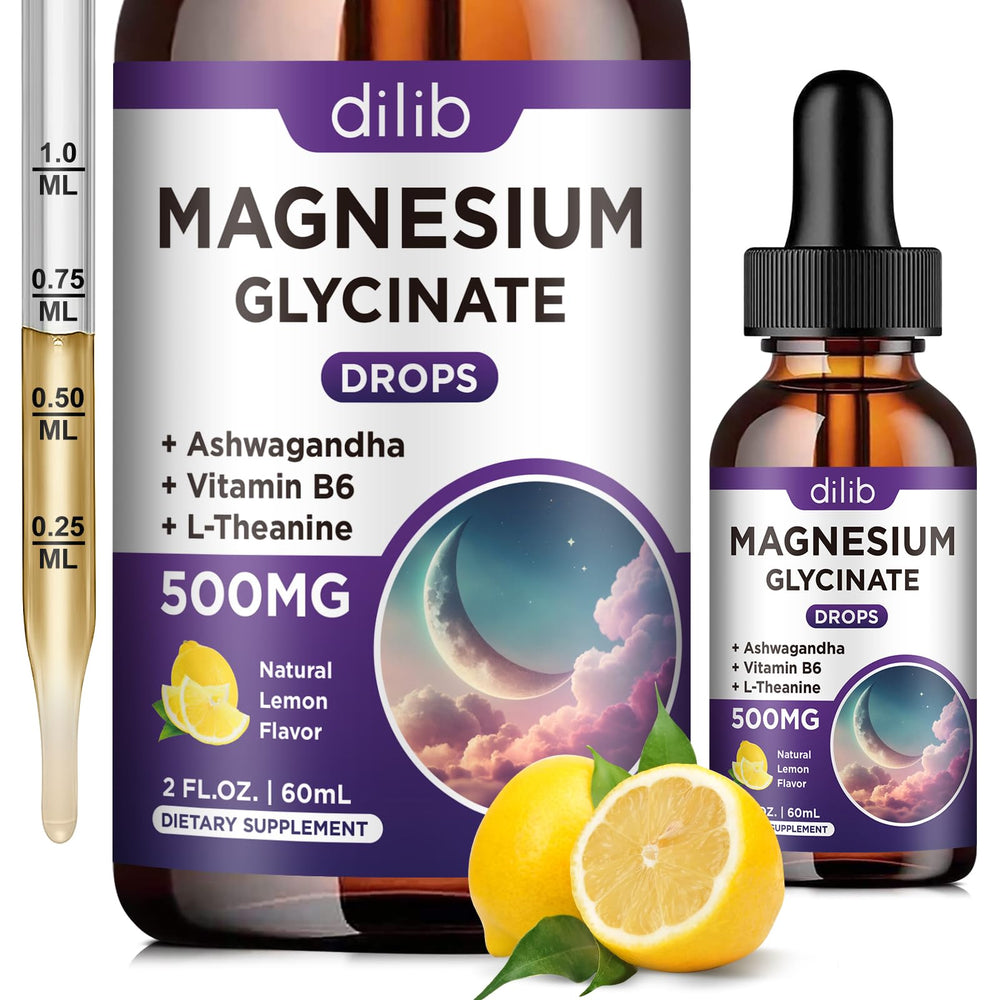 Dilib Magnesium Glycinate Drops bottle with lemon flavor for convenient daily support