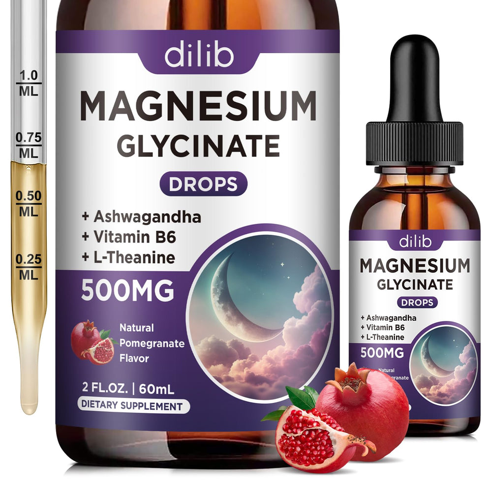dilib Magnesium Glycinate Liquid Drops bottle showing the optimized formula for daily wellness.