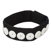 Dioche acupressure wrap headband worn on the head for targeted comfort.