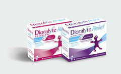 Dioralyte Relief Raspberry sachets label emphasizing easy preparation.