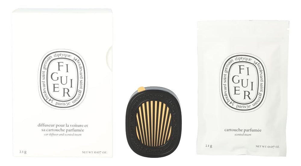Diptyque car diffuser with Figuier insert for a subtle, uplifting cabin scent