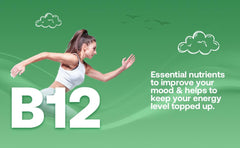 DISO B12 dissolving strip highlights plant-based vegan formula.